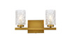 Living Disrict LD7026W14BR Cassie 2 lights bath sconce in brass with clear shade