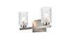 Living Disrict LD7026W14SN Cassie 2 lights bath sconce in stain nickel with clear shade