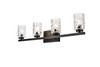Living Disrict LD7028W32BK Cassie 4 lights bath sconce in black with clear shade