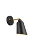 Living District LD2354BK Halycon 5 inch black and brass wall sconce