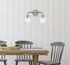 Living Disrict LD7033W19PN Hanson 2 lights bath sconce in polish nickel with clear shade