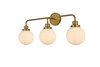 Living Disrict LD7034W28BR Hanson 3 lights bath sconce in brass with frosted shade