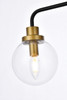 Living Disrict LD7035W28BRB Hanson 3 lights bath sconce in black with brass with clear shade