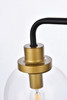 Living Disrict LD7035W28BRB Hanson 3 lights bath sconce in black with brass with clear shade