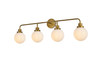 Living Disrict LD7036W38BR Hanson 4 lights bath sconce in brass with frosted shade