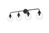 Living Disrict LD7037W38BK Hanson 4 lights bath sconce in black with clear shade