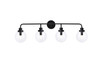 Living Disrict LD7037W38BK Hanson 4 lights bath sconce in black with clear shade