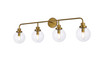 Living Disrict LD7037W38BR Hanson 4 lights bath sconce in brass with clear shade