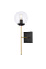 Living District LD2359BKR Neri 1 light black and brass and clear glass wall sconce