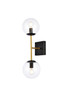 Living District LD2357BKR Neri 2 lights black and brass and clear glass wall sconce