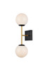 Living District LD2358BKR Neri 2 lights black and brass and white glass wall sconce