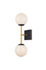 Living District LD2358BKR Neri 2 lights black and brass and white glass wall sconce