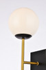 Living District LD2358BKR Neri 2 lights black and brass and white glass wall sconce