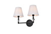 Living Disrict LD7022W15BK Bethany 2 lights bath sconce in black with white fabric shade