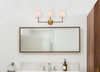Living Disrict LD7023W24BR Bethany 3 lights bath sconce in brass with white fabric shade