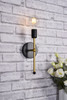 Living District LD2356BKR Keely 1 light black and brass wall sconce