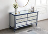 Elegant Decor MF6-1036BL 60 inch mirrored 6 drawer chest in blue