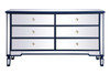 Elegant Decor MF6-1036BL 60 inch mirrored 6 drawer chest in blue