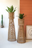 KALALOU A6306 SET OF TWO SEAGRASS AND IRON PLANTER TOWERS
