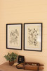 KALALOU CHH1364 SET OF TWO FRAMED BLACK LEAVES PRINTS UNDER GLASS - FROM CHH1353