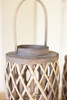 KALALOU CLUX1244 SET OF FOUR GREY WILLOW CYLINDER LANTERNS