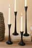KALALOU CYB1400 SET OF FOUR CAST IRON TAPER CANDLE HOLDERS - BLACK