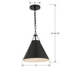 CRYSTORAMA XAV-B8301-MK Xavier 1 Light Matte Black Pendant