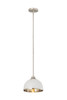 Z-LITE 1004P10-MW-BN 1 Light Pendant,Matte White + Brushed Nickel