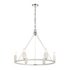 ELK LIGHTING 69347/6 White Stone 6-Light chandelier in  Polished Nickel / Sunbleached Oak