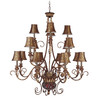 ELK LIGHTING 328-GC-SH13 CHARLOTTE 18-LIGHT CHANDELIER in GOLDEN COFFEE