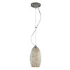 ELK LIGHTING 1304-1WHC BELLISIMO COLLECTION 1-LIGHT PENDANT in SATIN SILVER with A WHITE CRACKLED GLASS