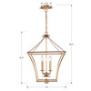 CRYSTORAMA 516-GA Broche 4 Light Antique Gold Lantern