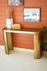 KALALOU CLL2611 OVAL ANTIQUE BRASS CONSOLE TABLE