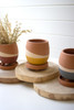 KALALOU H4132 SET OF THREE DOUBLE-DIPPED CLAY POTS WITH DRIP TRAYS
