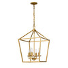 WAREHOUSE OF TIFFANY'S PD011/4GD Valentin 15.9 in. 4-Light Indoor Gold Finish Chandelier with Light Kit
