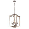 WAREHOUSE OF TIFFANY'S PD009/4 Tomas 11 in. 4-Light Indoor Antique Silver Finish Chandelier with Light Kit
