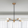 WAREHOUSE OF TIFFANY'S 2005/5PB Brent 21.7 in. 5-Light Indoor Matte Black and Gold Finish Chandelier with Light Kit