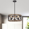 WAREHOUSE OF TIFFANY'S MD05/3 Lassy 18 in. 3-Light Indoor Matte Black Finish Chandelier with Light Kit