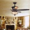 WAREHOUSE OF TIFFANY'S CFL-8305 Vasilisa 15 in. 1-Light Indoor Bronze Finish Hand Pull Chain Ceiling Fan with Light Kit