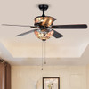 WAREHOUSE OF TIFFANY'S CFL-8285BL Orla 15 in. 4-Light Indoor Black Finish Hand Pull Chain Ceiling Fan with Light Kit
