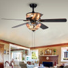 WAREHOUSE OF TIFFANY'S CFL-8285BL Orla 15 in. 4-Light Indoor Black Finish Hand Pull Chain Ceiling Fan with Light Kit