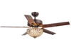 WAREHOUSE OF TIFFANY'S CFL-8111 Catalina 48 in. 3-Light Indoor Bronze Finish Hand Pull Chain Ceiling Fan with Light Kit