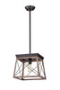 WAREHOUSE OF TIFFANY'S PD003-1IWG Celia 12 in. 1-Light Indoor Oil Rubbed Bronze Finish Pendant Light with Light Kit