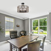 WAREHOUSE OF TIFFANY MX11/4 Adrian Matte Black 4-Light Metal Mesh Drum Shade Semi-Flush Mount