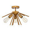 WAREHOUSE OF TIFFANY MX38/3MG Amalia 3-Light Mid-Century Modern Sputnik Semi-Flush Mount