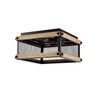 WAREHOUSE OF TIFFANY'S MX33/3IWG Fynn Matte Black 3-Light Geometric Metal Cage Flush Mount