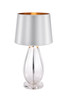 WAREHOUSE OF TIFFANY'S IMT565A/1 Keagan Chrome+Clear Crystal Base 1-Light Plastic Cone Shade Table Lamp