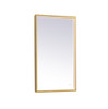 Elegant Decor MRE61830BR Pier 18x30 inch LED mirror with adjustable color temperature 3000K/4200K/6400K in brass