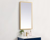 Elegant Decor MRE61836BR Pier 18x36 inch LED mirror with adjustable color temperature 3000K/4200K/6400K in brass