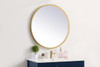 Elegant Decor MRE6032BR Pier 32 inch LED mirror with adjustable color temperature 3000K/4200K/6400K in brass